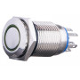 Кнопка металлическая плоская 2NO+2NC 16мм с подсветкой зеленый LED 220V с фиксацией [A0140010102] TYJ 16-362 АСКО