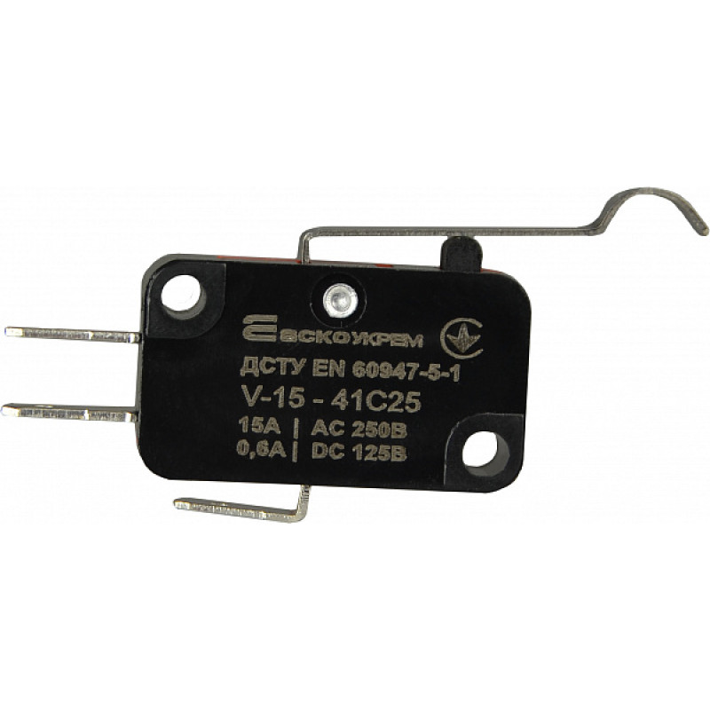 Микропереключатель 1NO+1NC 15А 250V IP20 средняя планка с имитированным роликом [A0050040024] V-15-41C25 АСКО