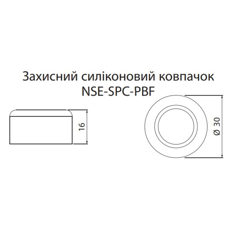 Ковпачок захисний установочний Ø28мм зовнішній Ø30x16мм силікон для кнопок NSE-PBF [4774170] NSE-SPC-PBF ETI