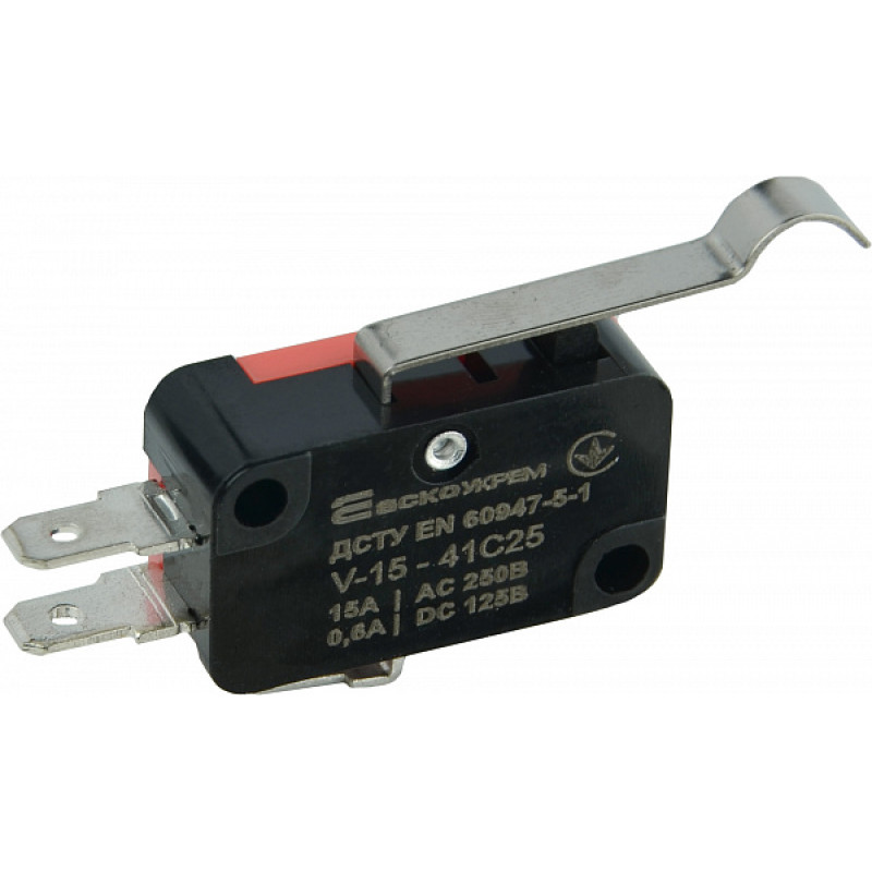 Микропереключатель 1NO+1NC 15А 250V IP20 средняя планка с имитированным роликом [A0050040024] V-15-41C25 АСКО