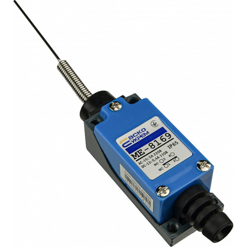 Выключатель концевой 1NO+1NC 5A 220V проволочный щуп на пружине [A0050030006] МЕ 8169 АСКО