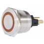 Кнопка металлическая плоская 1NO+1NC 22мм с подсветкой желтый LED 24V [A0140010140] TYJ 22-271 АСКО
