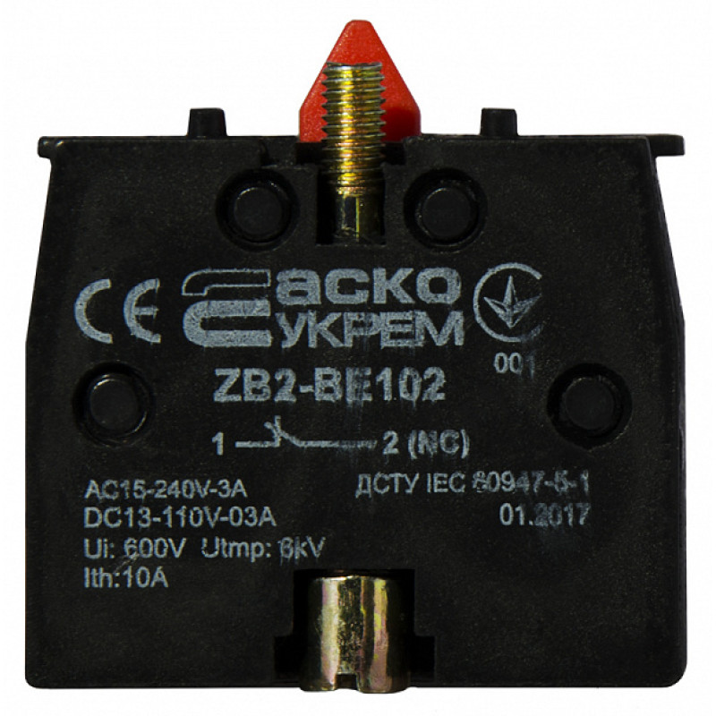 Контактний блок 1NC 3A 240V AC/DC для кнопок XB2 [A0140010026] ZB2-BE102 АСКО
