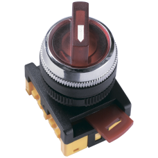 Переключатель "I-O-II" 1NO+1NC 22мм с подсветкой красный неон 230V 3 фиксированных положения [BSW10-ANCLR-3-K04] ANCLR-22-3 УЕК