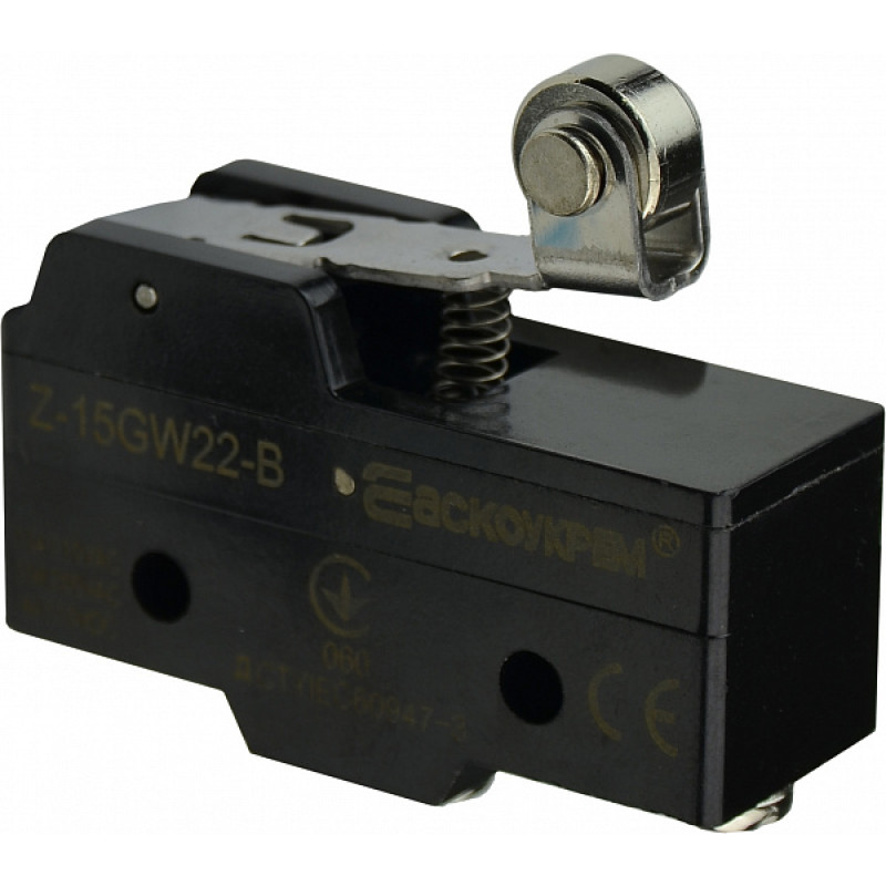 Микропереключатель 1NO+1NC 15А 250V IP20 пластмассовый ролик на короткой планке [A0050040007] Z-15GW22-B АСКО