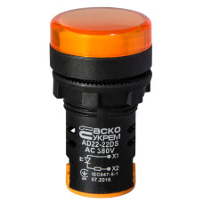 Лампа сигнальная 22мм желтый LED 380V АC [A0140030154] AD22-22DS АСКО