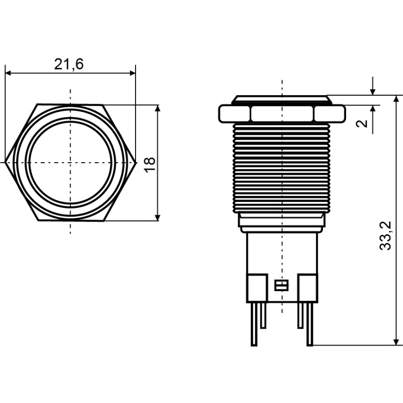 Кнопка металлическая 1NO+1NC 16мм с подсветкой красный LED 220V [A0140010092] TYJ 16-261 АСКО