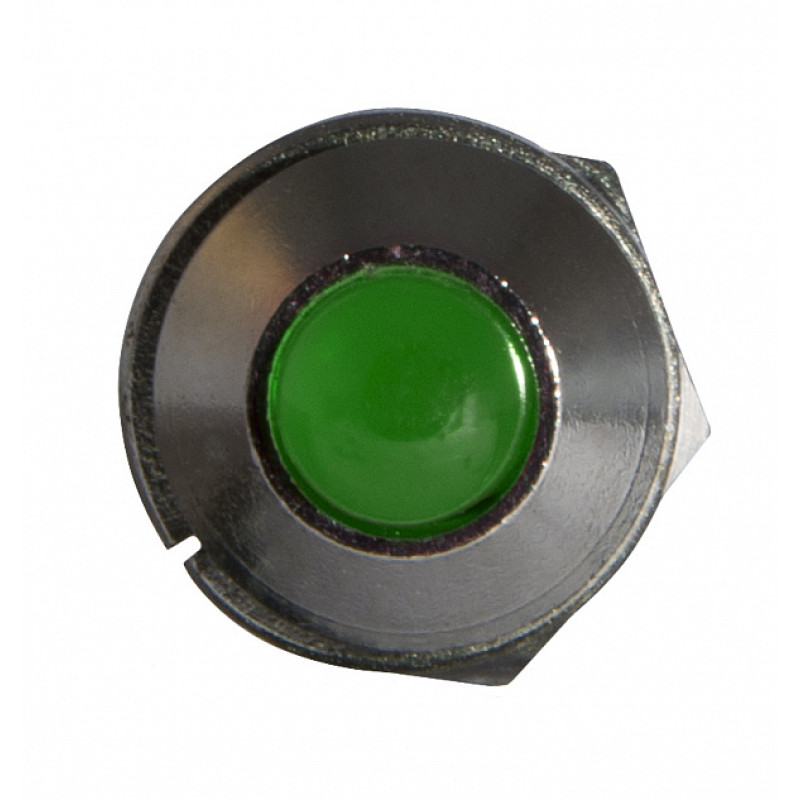 Лампа сигнальная 8мм зеленый LED 220V AC металл [A0140030086] AD22B-8 АСКО