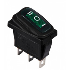 Переключатель 1 клавиша 1CO 28мм с подсветкой зеленый неон 220V перекидной IP54 [A0140040043] KCD3-103W GR/B АСКО