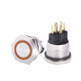 Кнопка металлическая плоская 1NO+1NC 22мм с подсветкой желтый LED 24V [A0140010140] TYJ 22-271 АСКО