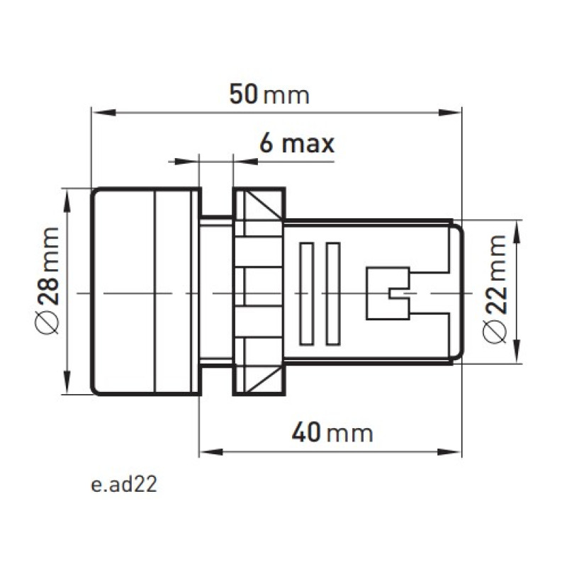 Лампа сигнальна 22мм білий LED 24V АС/DC [s009033] e.ad22.24.white E.NEXT