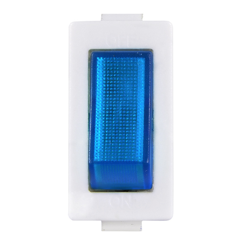 Переключатель 1 клавиша 1NO 28мм с подсветкой синий неон 220V [A0140040040] KCD3-101N-13 BL/WH АСКО