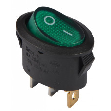 Переключатель овальный 1 клавиша 1NO 25мм с подсветкой зеленый неон 220V [A0140040088] KCD1-9-101N GR/B АСКО