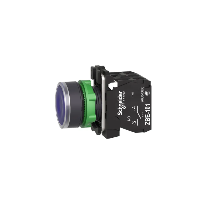 Кнопка управления 1NO+1NC 22мм с подсветкой синий LED 24V [XB5AW36B5] Harmony XB5 Schneider Electric