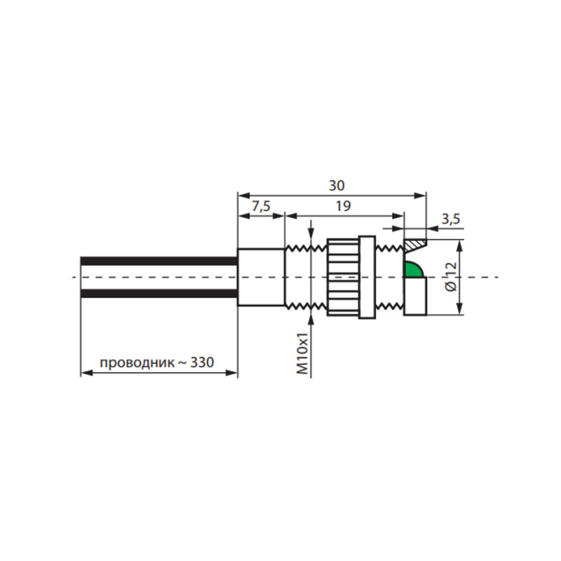 Лампа сигнальная 5мм зеленый LED 24V AC [4770801] LS LED 5 G 24 ETI