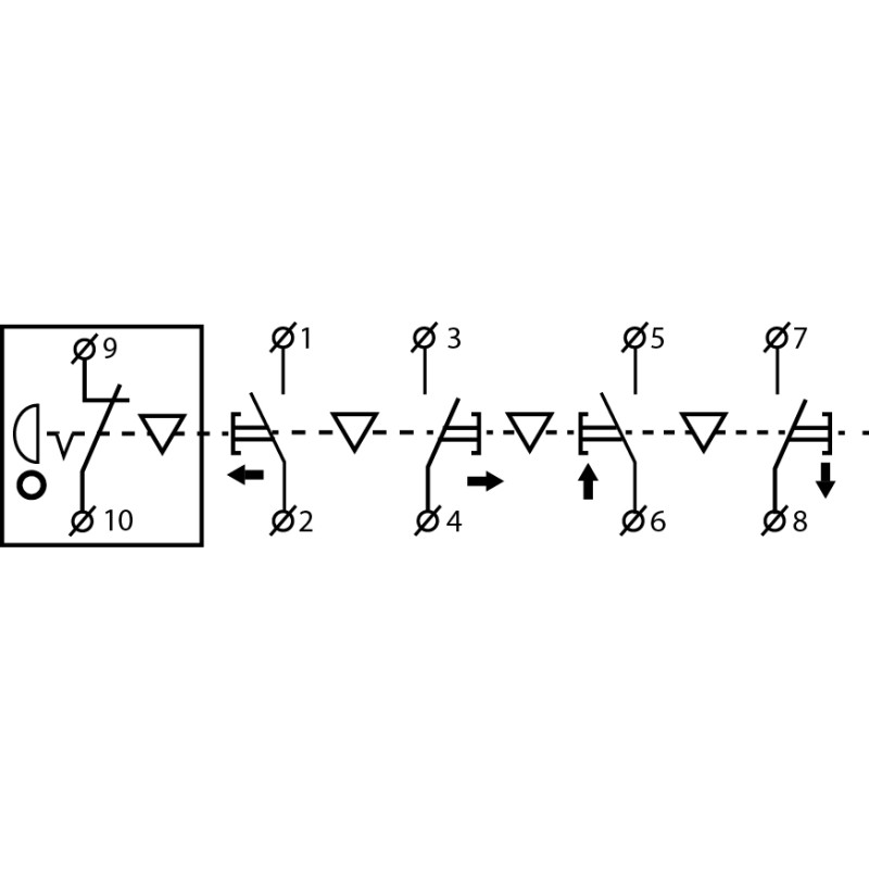 Тельферный пост 4-положения 4NO+1NC с блокировкой, с ключом, одна скорость IP65 [A0140050025] XAL-B3-4713K АСКО
