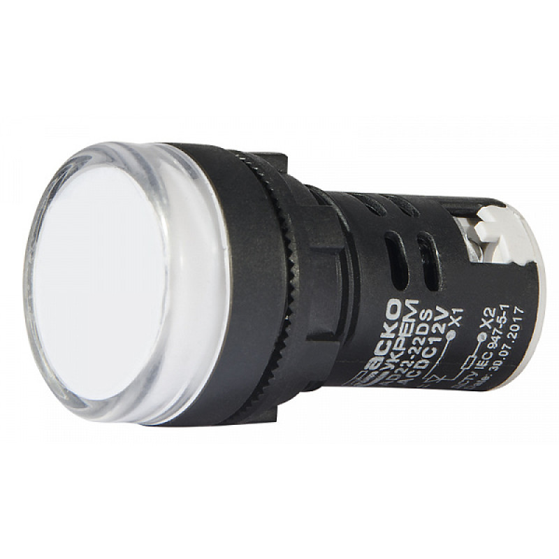 Лампа сигнальна 22мм білий LED 12V АC/DC [A0140030160] AD22-22DS АСКО