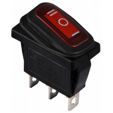Переключатель 1 клавиша 1CO 28мм с подсветкой красный неон 220V перекидной IP54 [A0140040042] KCD3-103W R/B АСКО