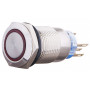 Кнопка металева пласка 1NO+1NC 19мм з підсвічуванням червоний LED 220V з фіксацією [A0140010118] TYJ 19-371 АСКО