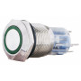 Кнопка металлическая плоская 1NO+1NC 19мм с подсветкой зеленый LED 24V [A0140010138] TYJ 19-271 АСКО