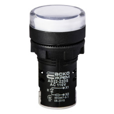 Лампа сигнальная 22мм белый LED 110V АC [A0140030065] AD22-22DS АСКО