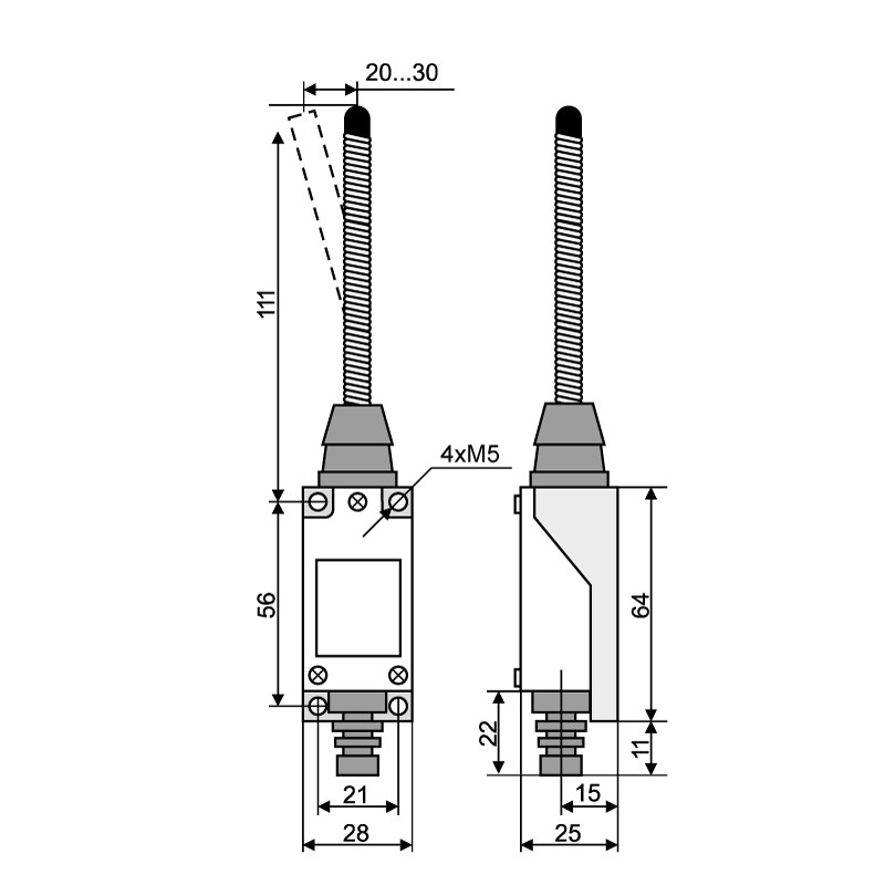 Вимикач кінцевий 1NO+1NC 5A 220V с пружиной [A0050030007] МЕ 9101 АСКО