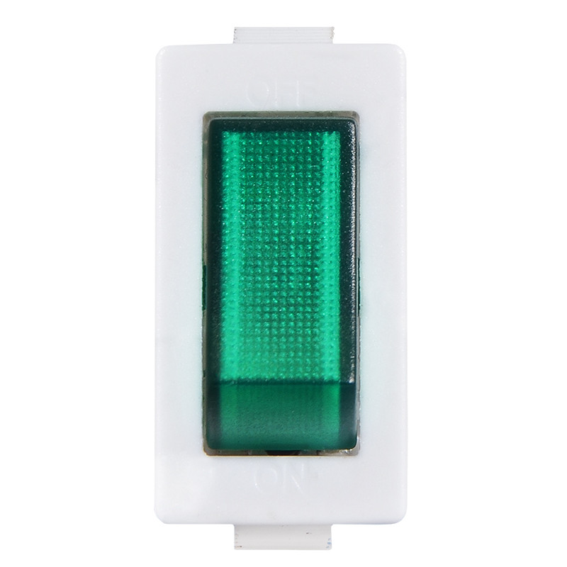 Переключатель 1 клавиша 1NO 28мм с подсветкой зеленый неон 220V [A0140040041] KCD3-101N-13 GR/WH АСКО