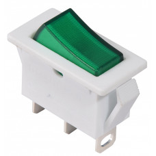 Переключатель 1 клавиша 1NO 28мм с подсветкой зеленый неон 220V [A0140040041] KCD3-101N-13 GR/WH АСКО