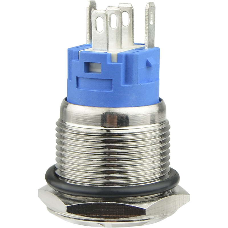 Кнопка металлическая плоская 1NO+1NC 19мм с подсветкой зеленый LED 24V [A0140010138] TYJ 19-271 АСКО