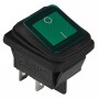 Переключатель 1 клавиша 2NO 28.5мм с подсветкой зеленый неон 220V IP54 [A0140040115] KCD2-201NW GR/B АСКО