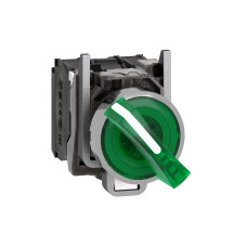 Переключатель "I-O" 1NO+1NC 22мм с подсветкой LED зеленый 24V AC/DC 2 положения с фиксацией [XB4BK123B5] Harmony XB4 Schneider Electric