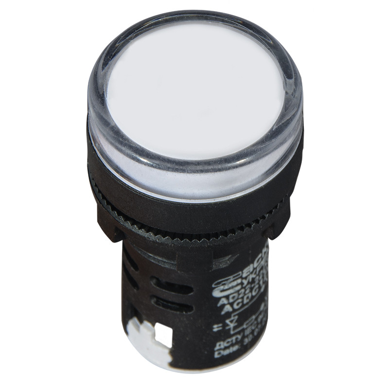 Лампа сигнальна 22мм білий LED 12V АC/DC [A0140030160] AD22-22DS АСКО