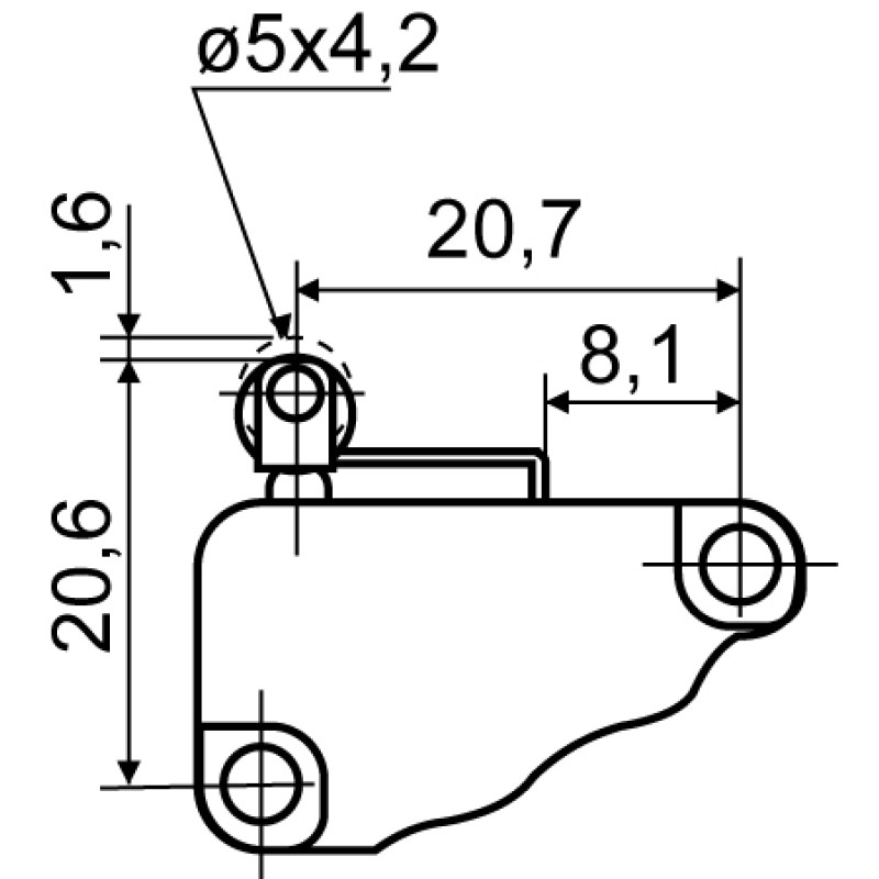 Микропереключатель 1NO+1NC 15А 250V IP20 пластмассовый ролик на короткой планке [A0050040019] V-15-51C25 АСКО