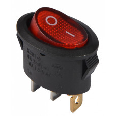 Переключатель овальный 1 клавиша 1NO 25мм с подсветкой красный неон 220V [A0140040087] KCD1-9-101N R/B АСКО