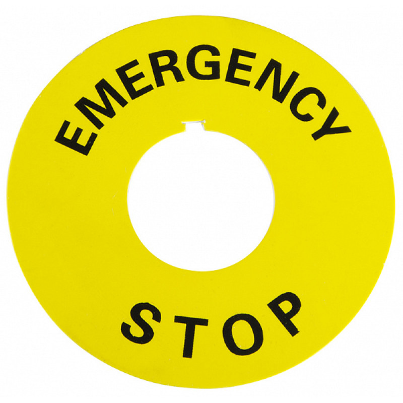 Шильдик установочний Ø22мм "EMERGENCY-STOP" жовтий для кнопок XB2 [A0140010073] АСКО