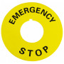 Шильдик установочний Ø22мм "EMERGENCY-STOP" жовтий для кнопок XB2 [A0140010073] АСКО