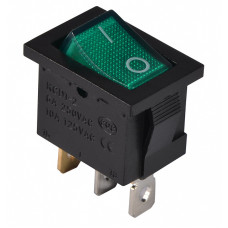 Переключатель 1 клавиша 1NO 19.2мм с подсветкой зеленый неон 220V [A0140040054] KCD1-2-101N GR/B АСКО