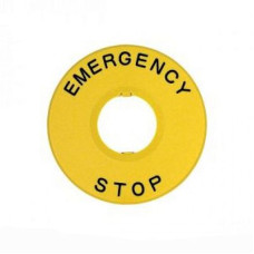 Шильдик установочный Ø22мм "EMERGENCY-STOP" Ø60мм желтый для кнопок NP2 [576784] NP2-BY9330 CHINT