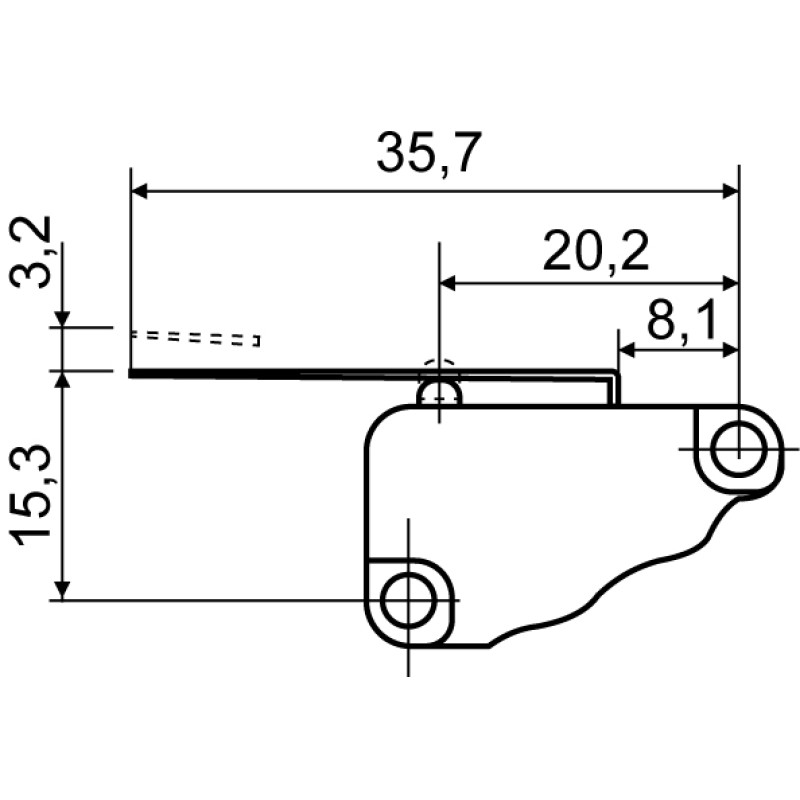 Микропереключатель 1NO+1NC 15А 250V IP20 середня планка [A0050040021] V-15-21C25 АСКО