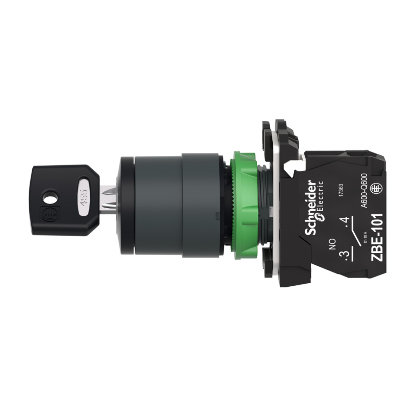 Переключатель "I-O" 1NO 22мм без подсветки черный с ключом [XB5AG61] Harmony XB5 Schneider Electric