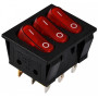 Переключатель 3 клавиши 3NO 35мм с подсветкой красный неон 220V [A0140040120] KCD2-3101N R/B АСКО
