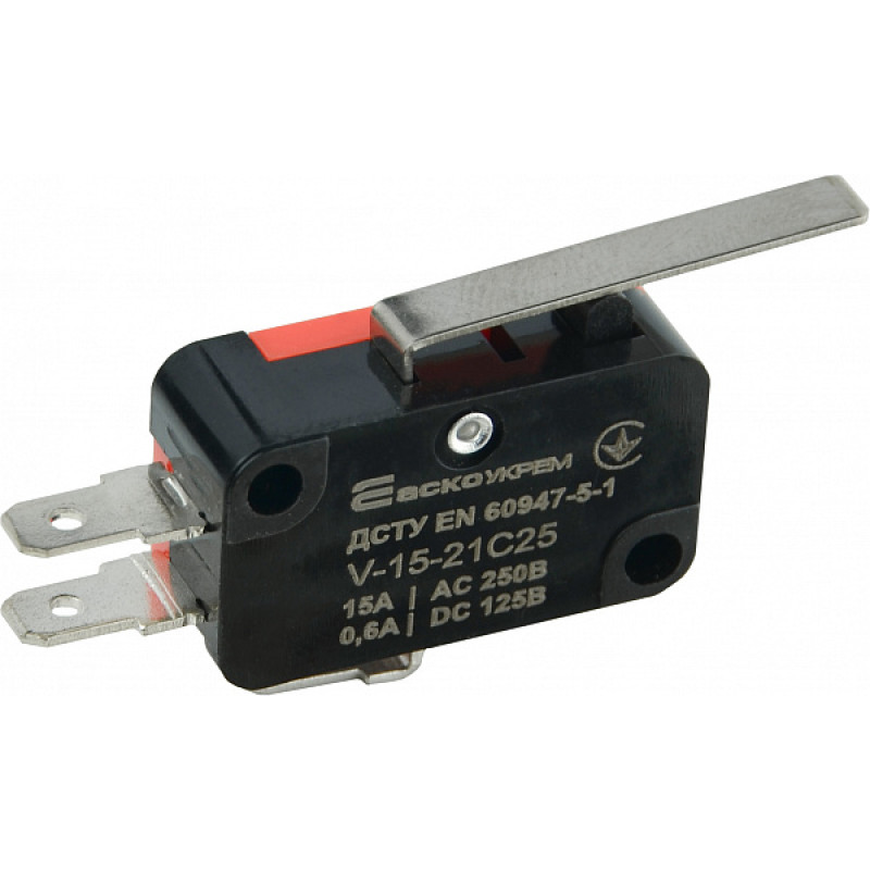 Микропереключатель 1NO+1NC 15А 250V IP20 середня планка [A0050040021] V-15-21C25 АСКО