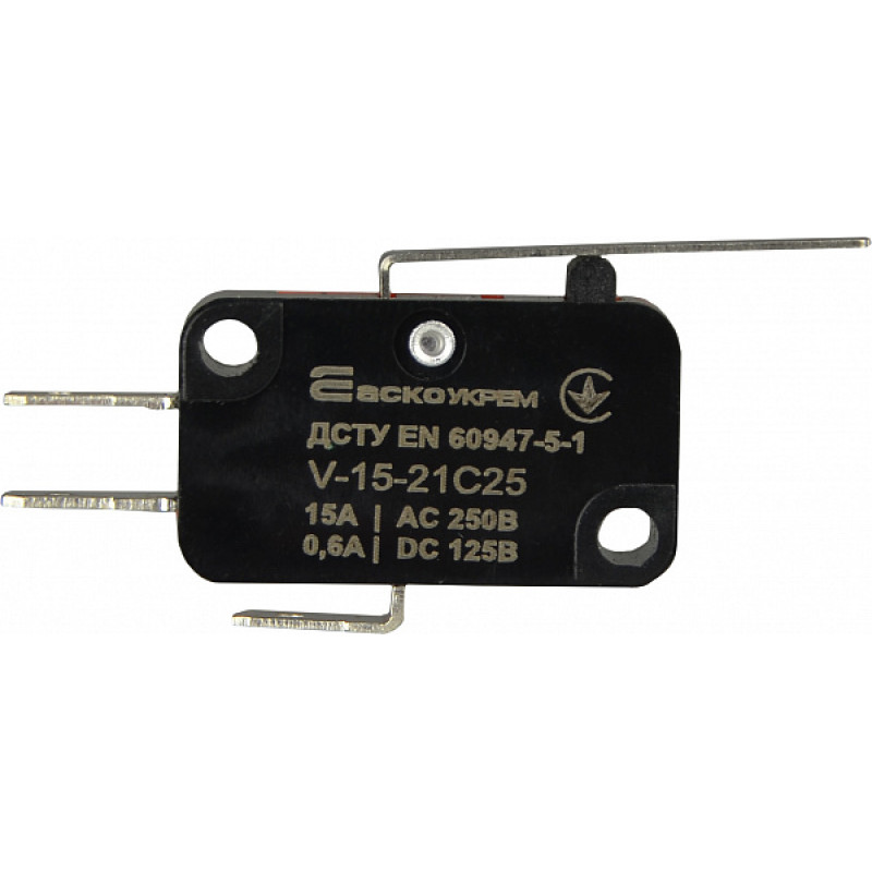 Микропереключатель 1NO+1NC 15А 250V IP20 середня планка [A0050040021] V-15-21C25 АСКО