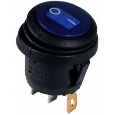 Переключатель круглый 1 клавиша 1NO 23мм с подсветкой синий неон 220V IP65 [A0140040076] KCD1-5-101NW BL/B АСКО