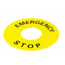 Шильдик установочный Ø22мм "EMERGENCY-STOP" желтый для кнопок XB2 [A0140010073] АСКО