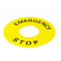 Шильдик установочний Ø22мм "EMERGENCY-STOP" жовтий для кнопок XB2 [A0140010073] АСКО