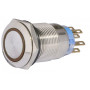 Кнопка металлическая плоская 2NO+2NC 19мм с подсветкой желтый LED 220V с фиксацией [A0140010121] TYJ 19-372 АСКО