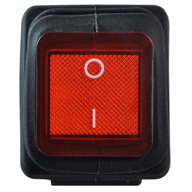 Переключатель 1 клавиша 2NO 28.5мм с подсветкой красный неон 220V IP54 [A0140040114] KCD2-201NW R/B АСКО