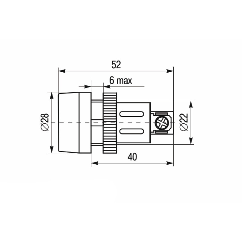 Лампа сигнальная 22мм зеленый неон 240V AC [BLS40-ENR-K06] ENR-22 УЕК
