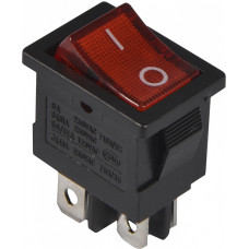 Переключатель 1 клавиша 2NO 10.2мм с подсветкой красный неон 220V IP65 [A0140040062] KCD1-4-201N R/B АСКО